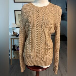 Banana Republic Cable-Knit Crewneck Sweater in Camel Tan